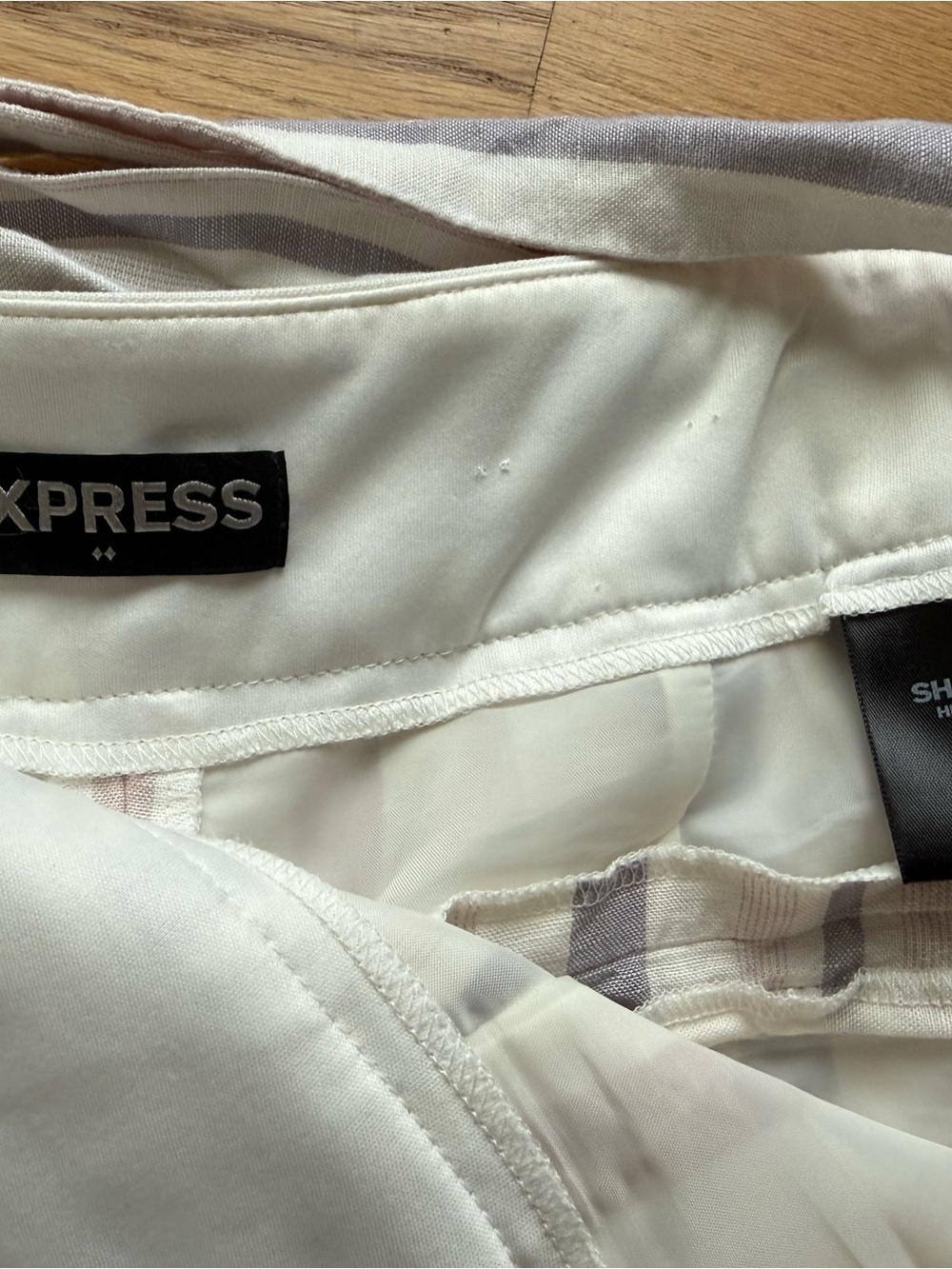 Express High-Waist Striped Tie-Waist Shorts - Cream, Purple & Pink - Picture 3 of 4